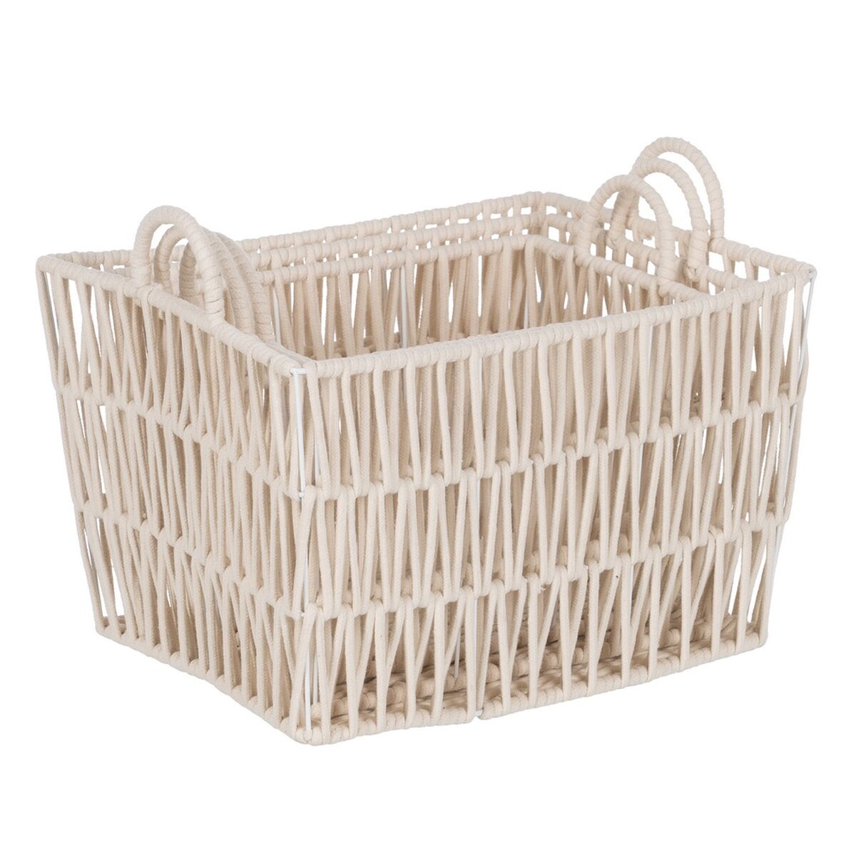Set di Cesti Bianco Corda 45 x 35 x 36 cm (3 Pezzi)