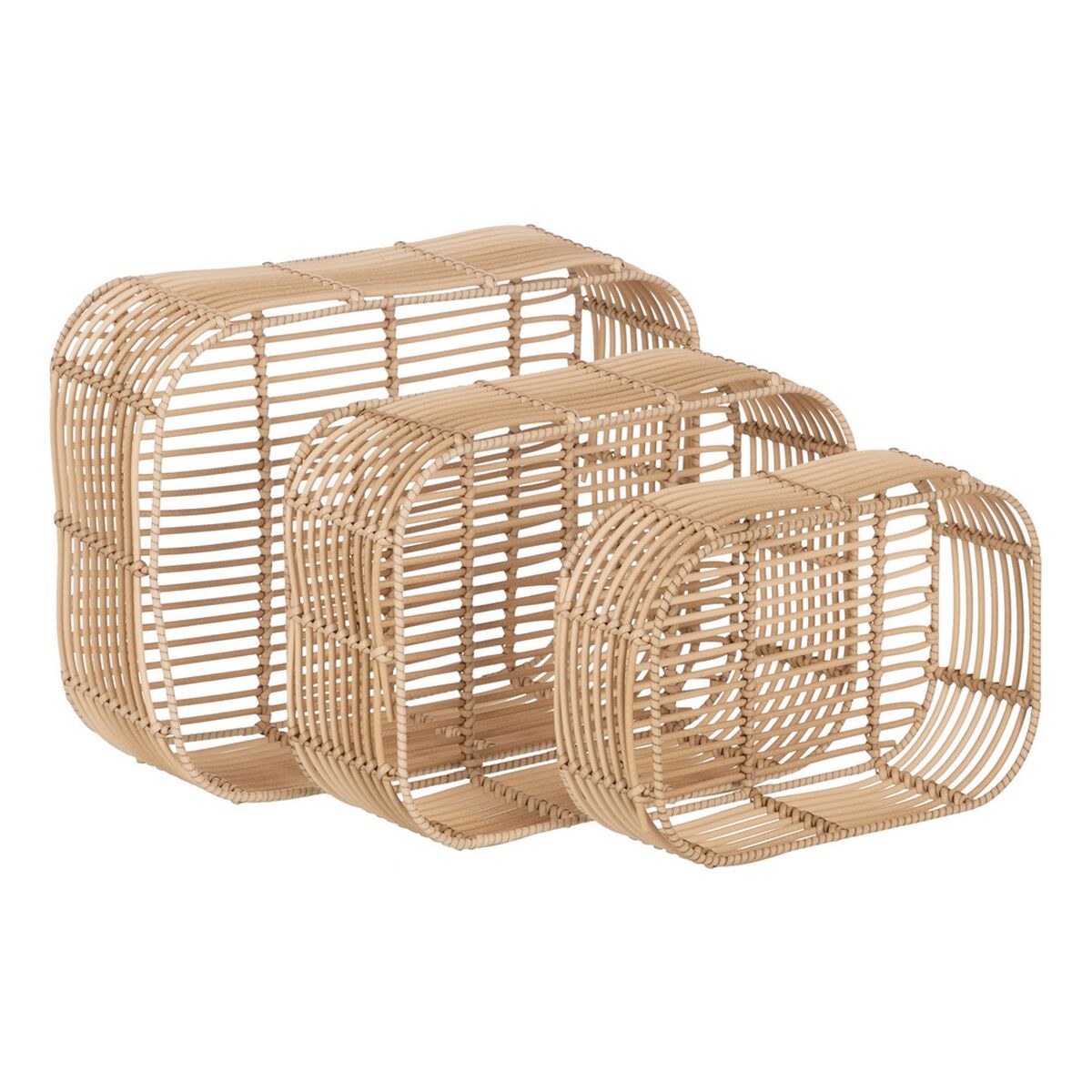 Set di Cesti Naturale Resina 40 x 30 x 13 cm (3 Pezzi)