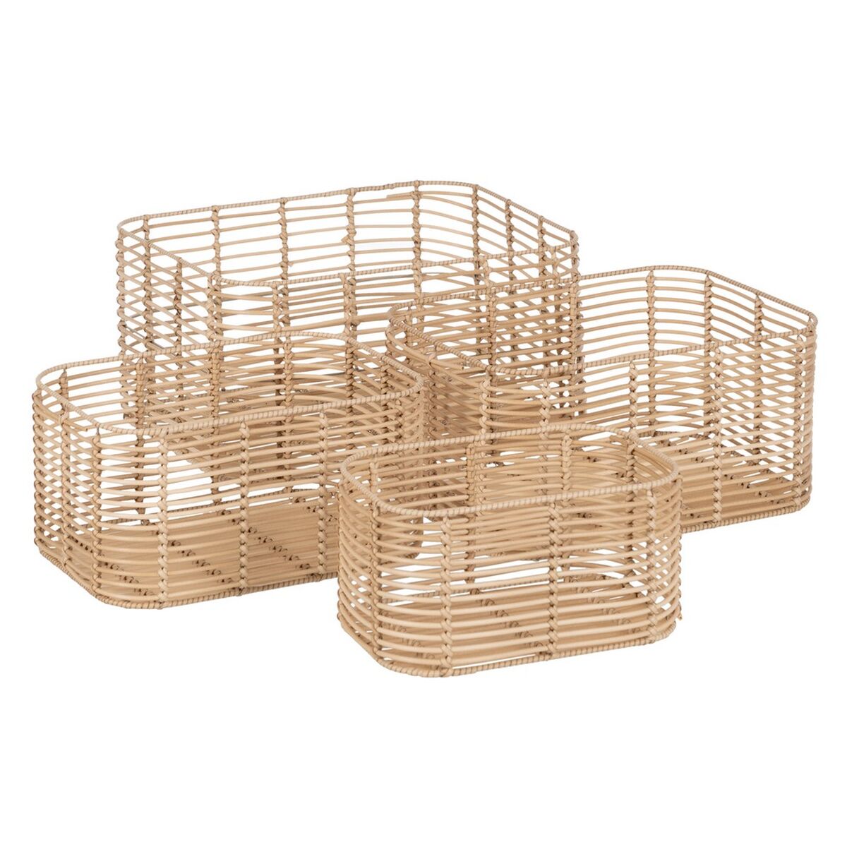 Set di Cesti Naturale Resina 46 x 35 x 23 cm (4 Unità)