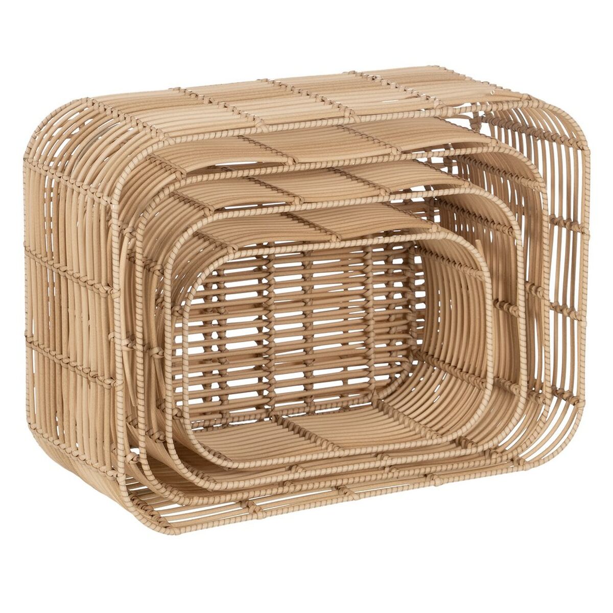 Set di Cesti Naturale Resina 46 x 35 x 23 cm (4 Unità)