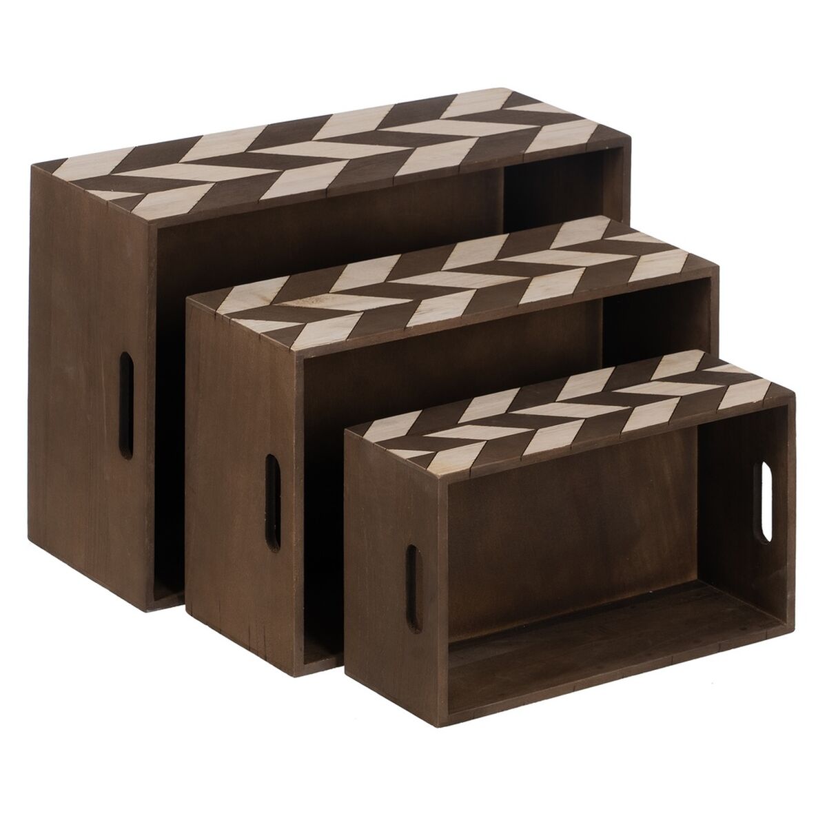 Set di Scatole Decorative Marrone Naturale Legno di paulownia 44 x 31 x 18 cm (3 Pezzi)