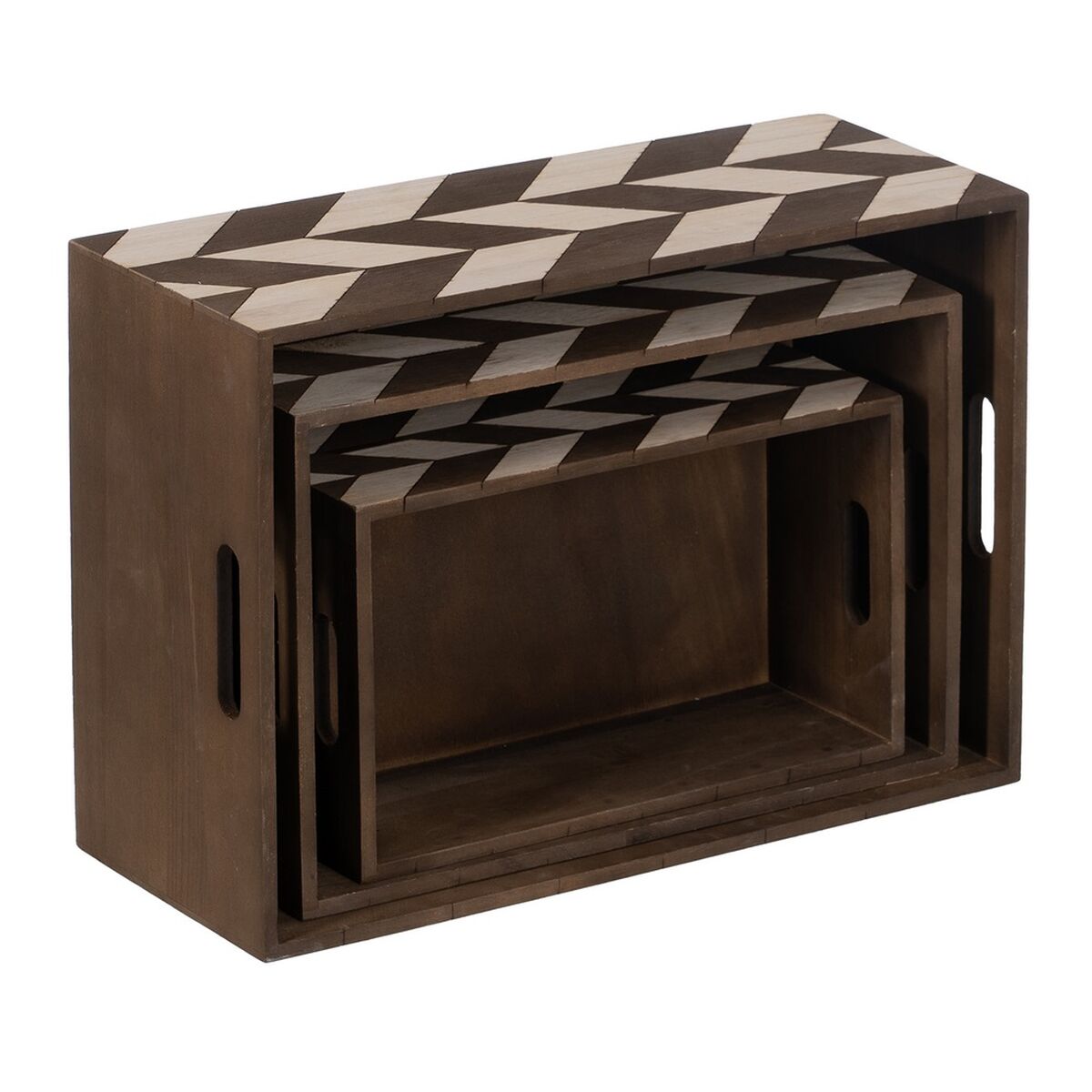 Set di Scatole Decorative Marrone Naturale Legno di paulownia 44 x 31 x 18 cm (3 Pezzi)