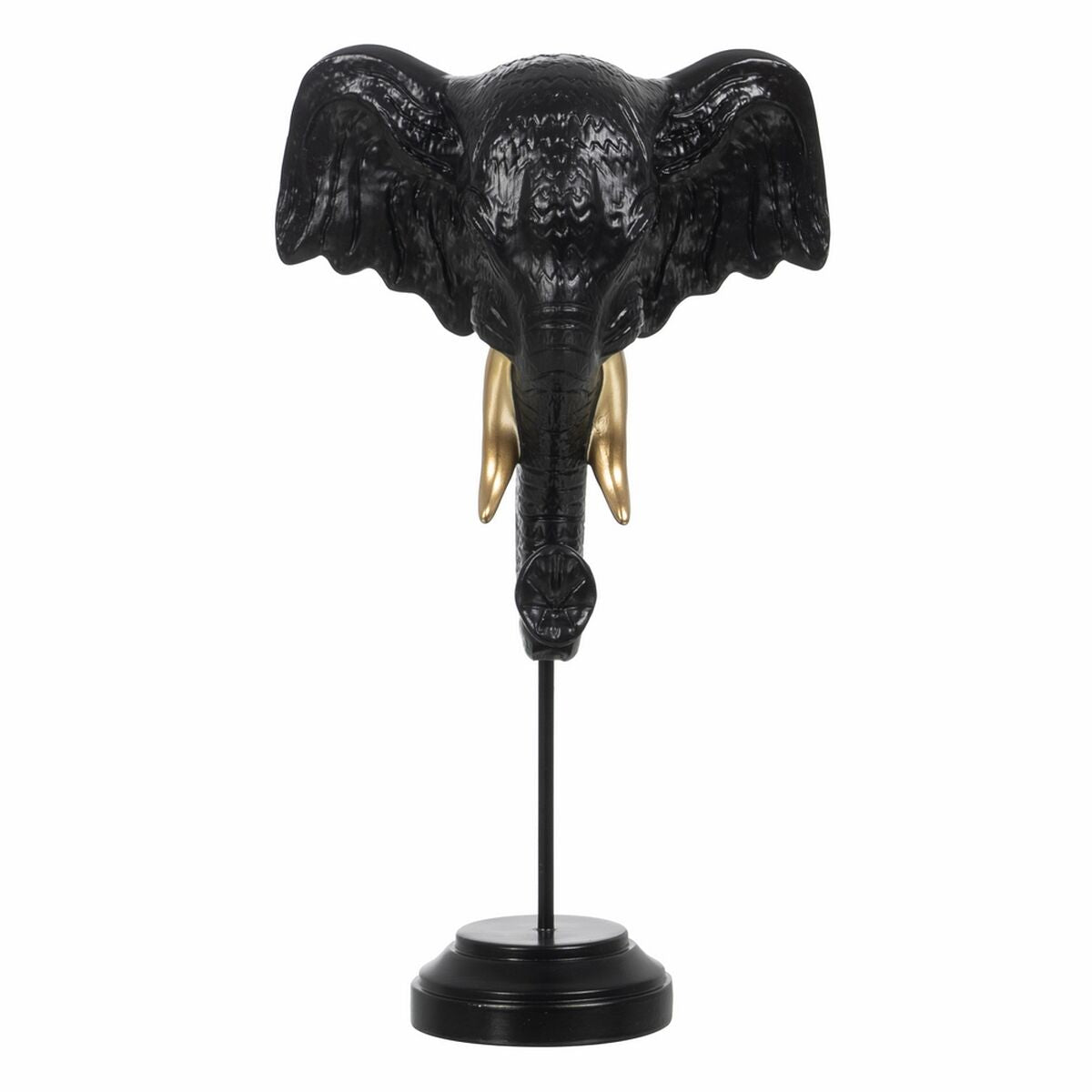 Statua Decorativa Nero Dorato Elefante 20,5 x 14,3 x 35,5 cm