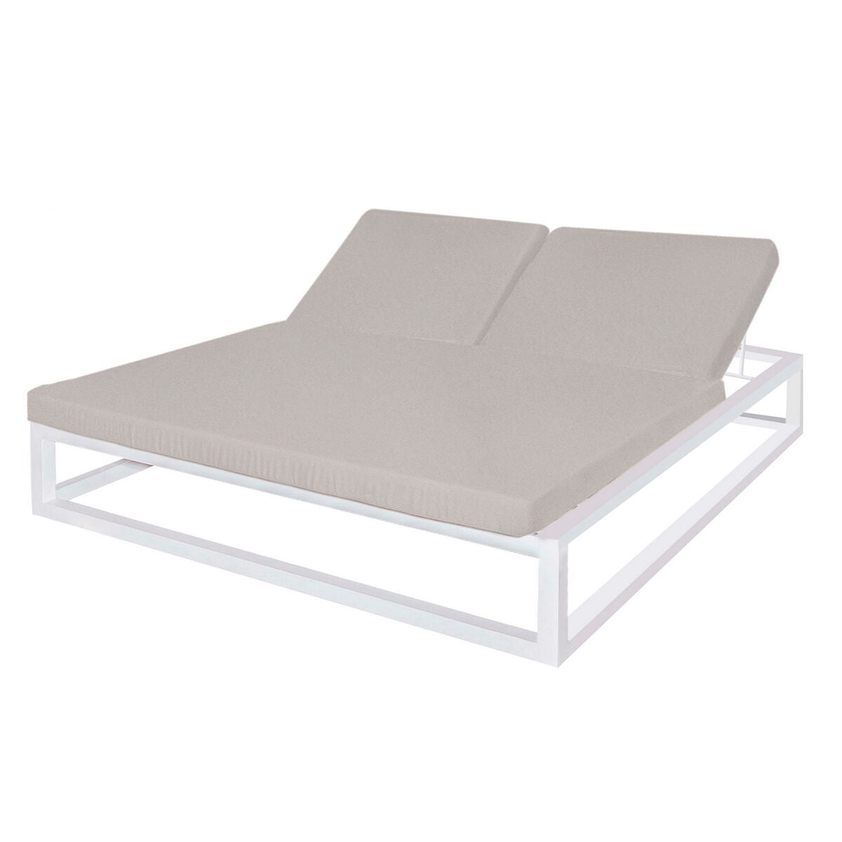 Lettino prendisole Luana Doppia 180 x 200 x 43 cm Bianco Grigio Acciaio
