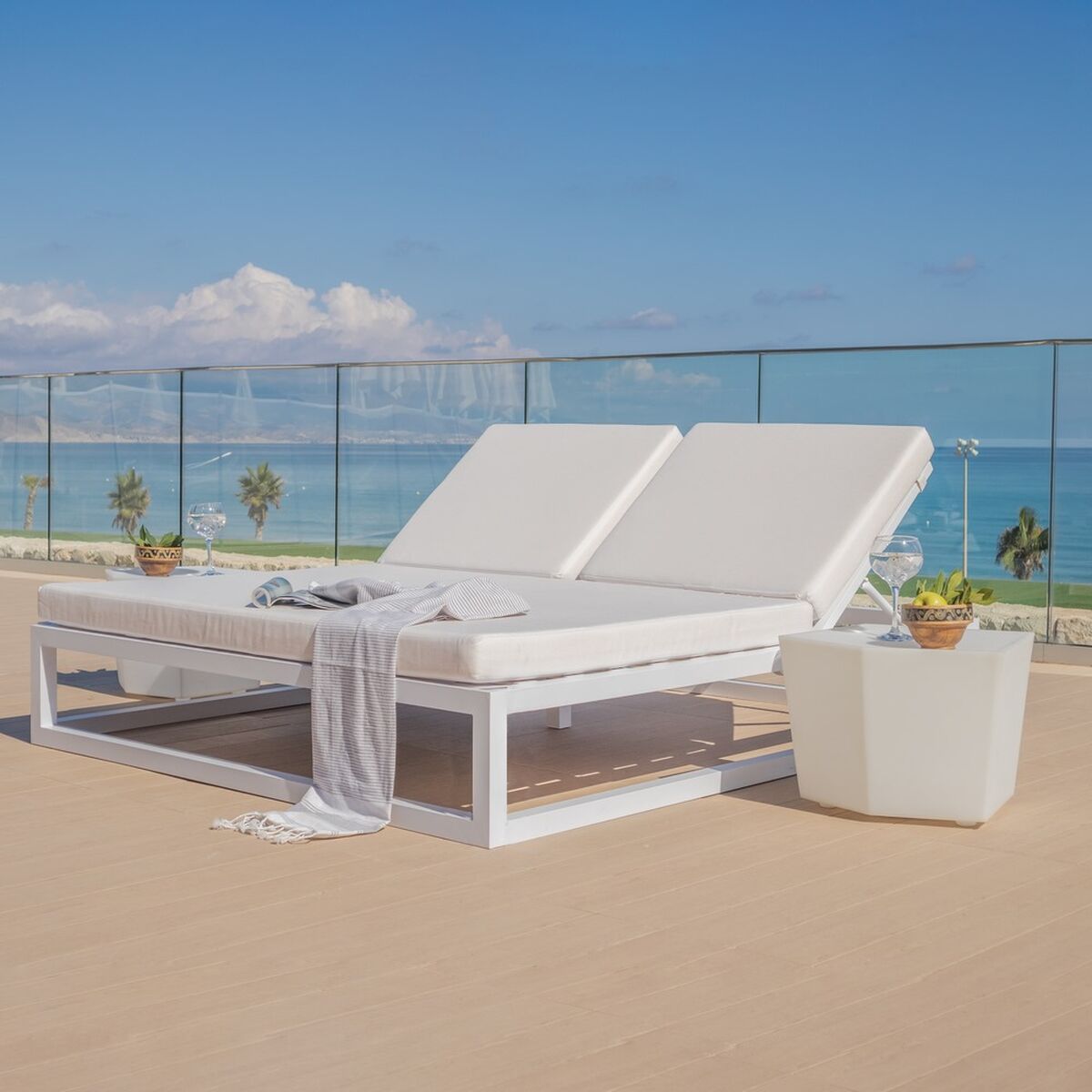 Lettino prendisole Luana Doppia Moka 180 x 200 x 43 cm Grafite