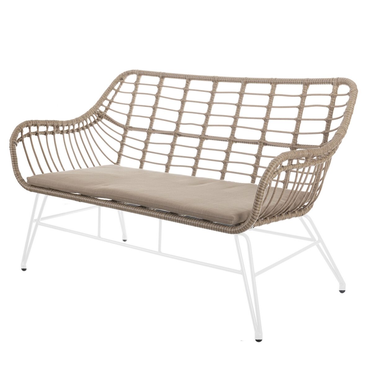 Divano da giardino Ariki 121 x 62 x 76 cm rattan sintetico Acciaio Bianco