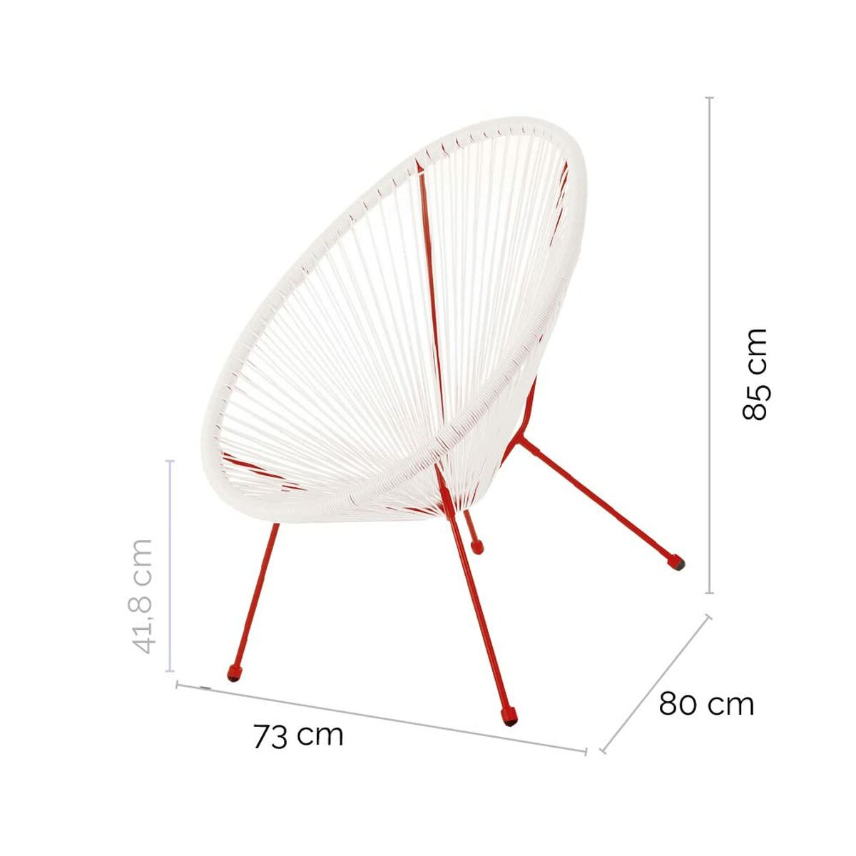 Poltrona da giardino Acapulco 73 x 80 x 85 cm Rosso Bianco Rattan