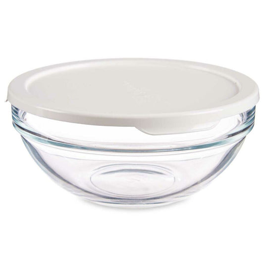 Porta Pranzo Rotondo con Coperchio Chefs Bianco Plastica Vetro (595 ml) (14 x 6,3 x 14 cm)