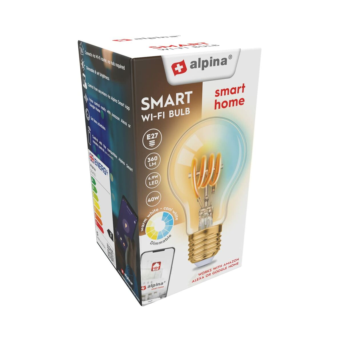 Lampadina Intelligente Alpina RGB 4,9 W 1800-6500 K E27 Wi-Fi 360 Lm