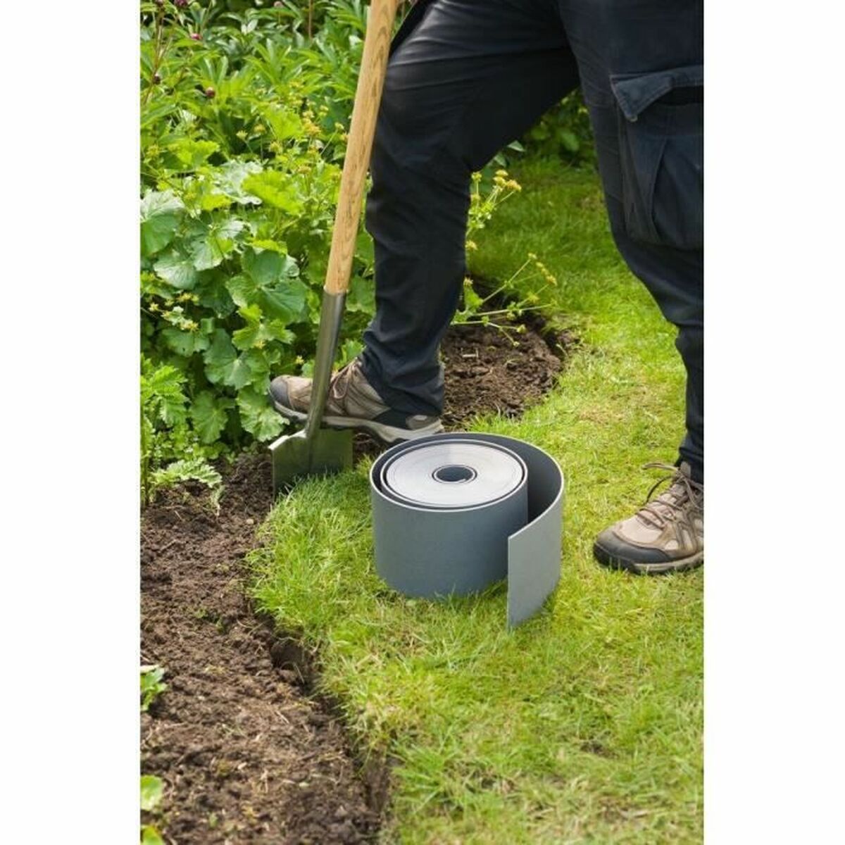 Recinzione da Giardino Nature 7,5 cm x 10 m Grigio Polietilene