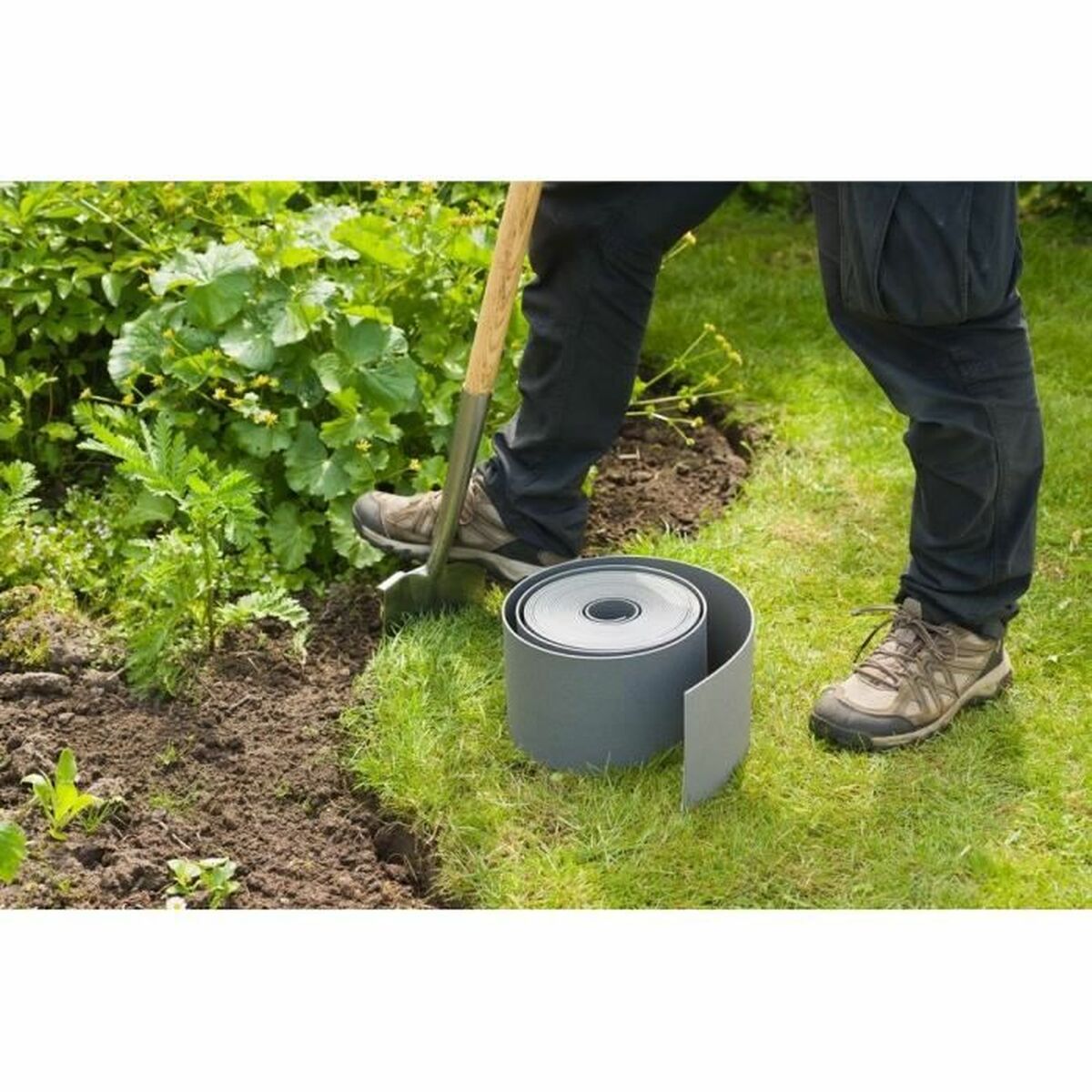 Recinzione da Giardino Nature 7,5 cm x 10 m Grigio Polietilene