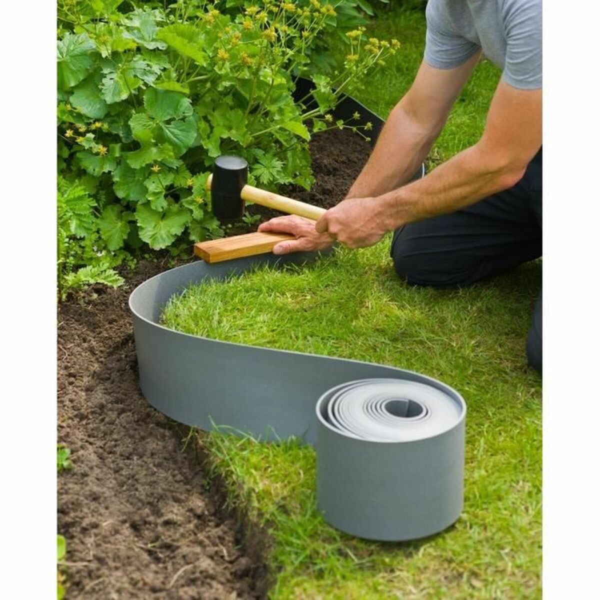 Recinzione da Giardino Nature 7,5 cm x 10 m Grigio Polietilene