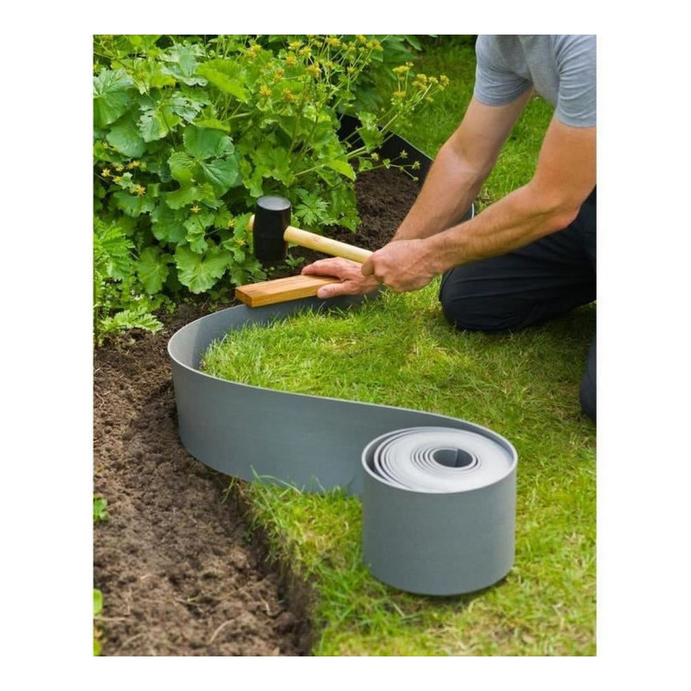 Recinzione da Giardino Nature 7,5 cm x 10 m Grigio Polietilene