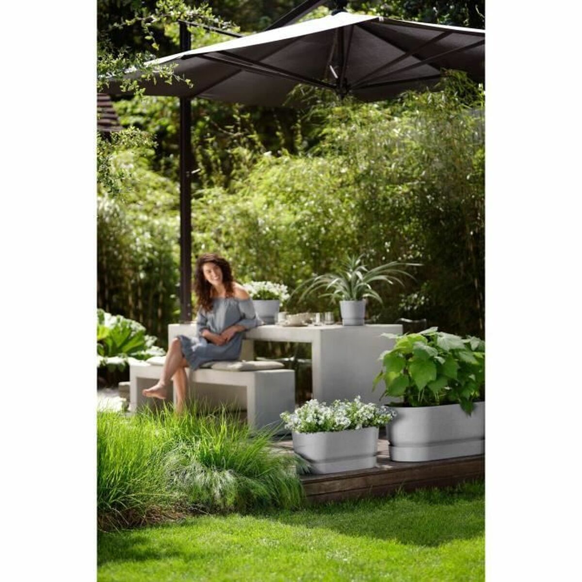 Vaso rettangolare da Balcone Elho   Grigio 60 cm Plastica Ovalada