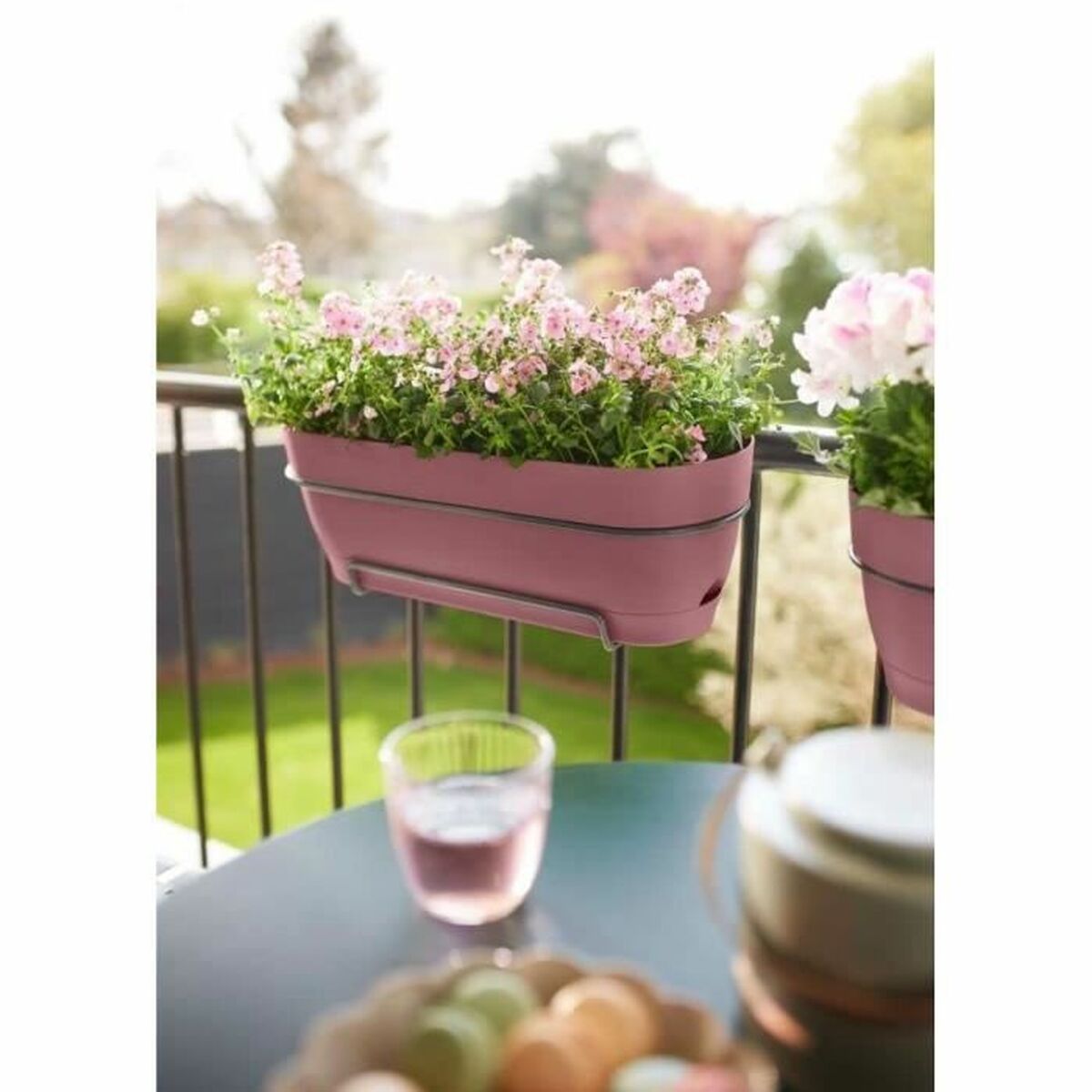 Vaso rettangolare da Balcone Elho   Rotonda Rosa Plastica