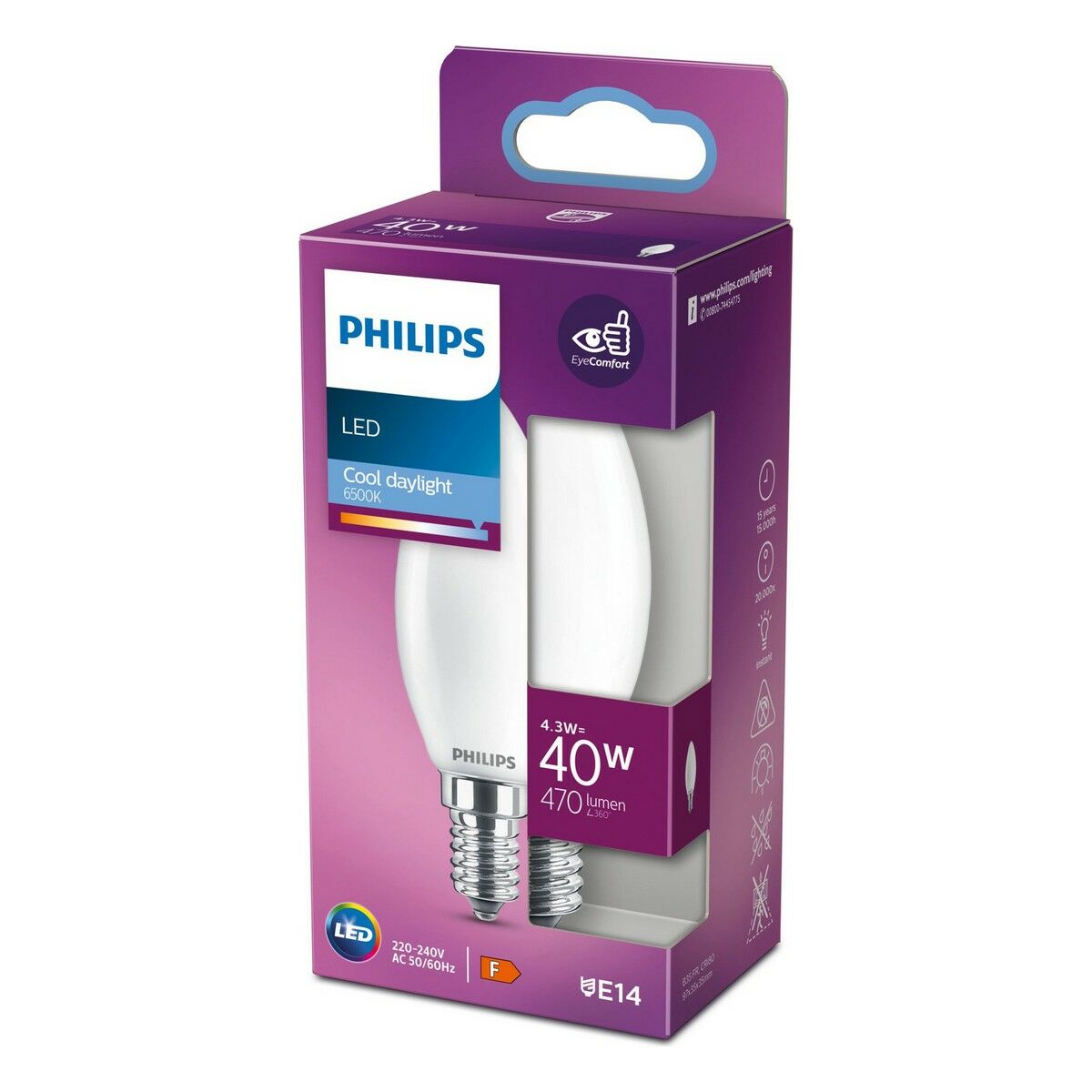 Lampadina LED Philips E14 470 lm 4,3 W (3,5 x 9,7 cm) (6500 K)