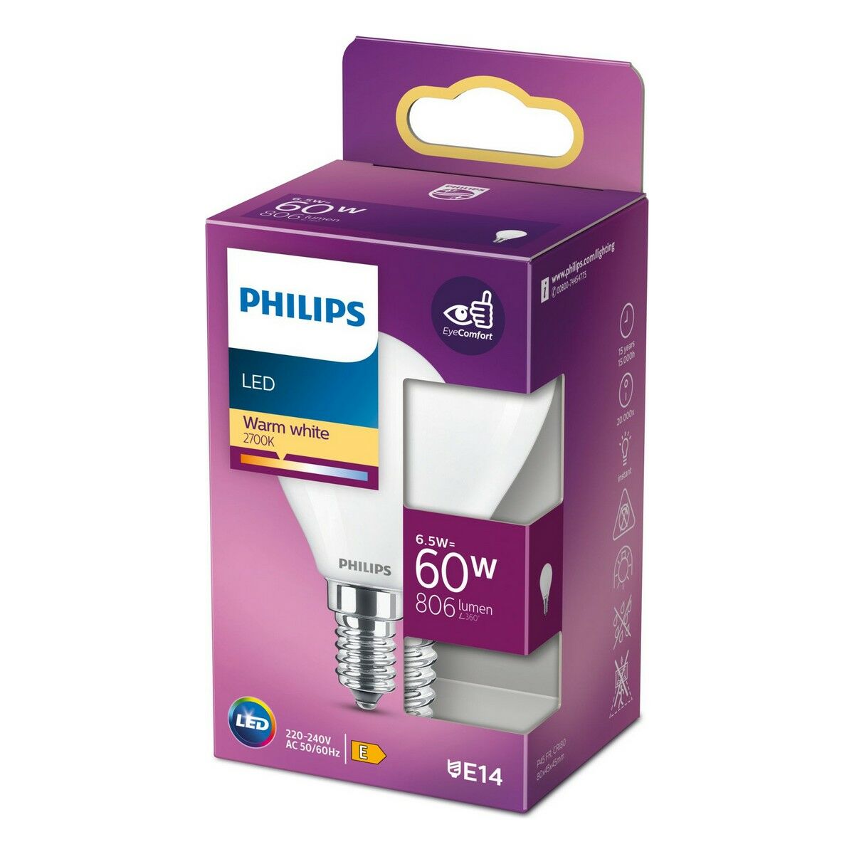 Lampadina LED Philips Wiz E14 6,5 W 806 lm (2700 K) (Ø 4,5 x 8 cm)