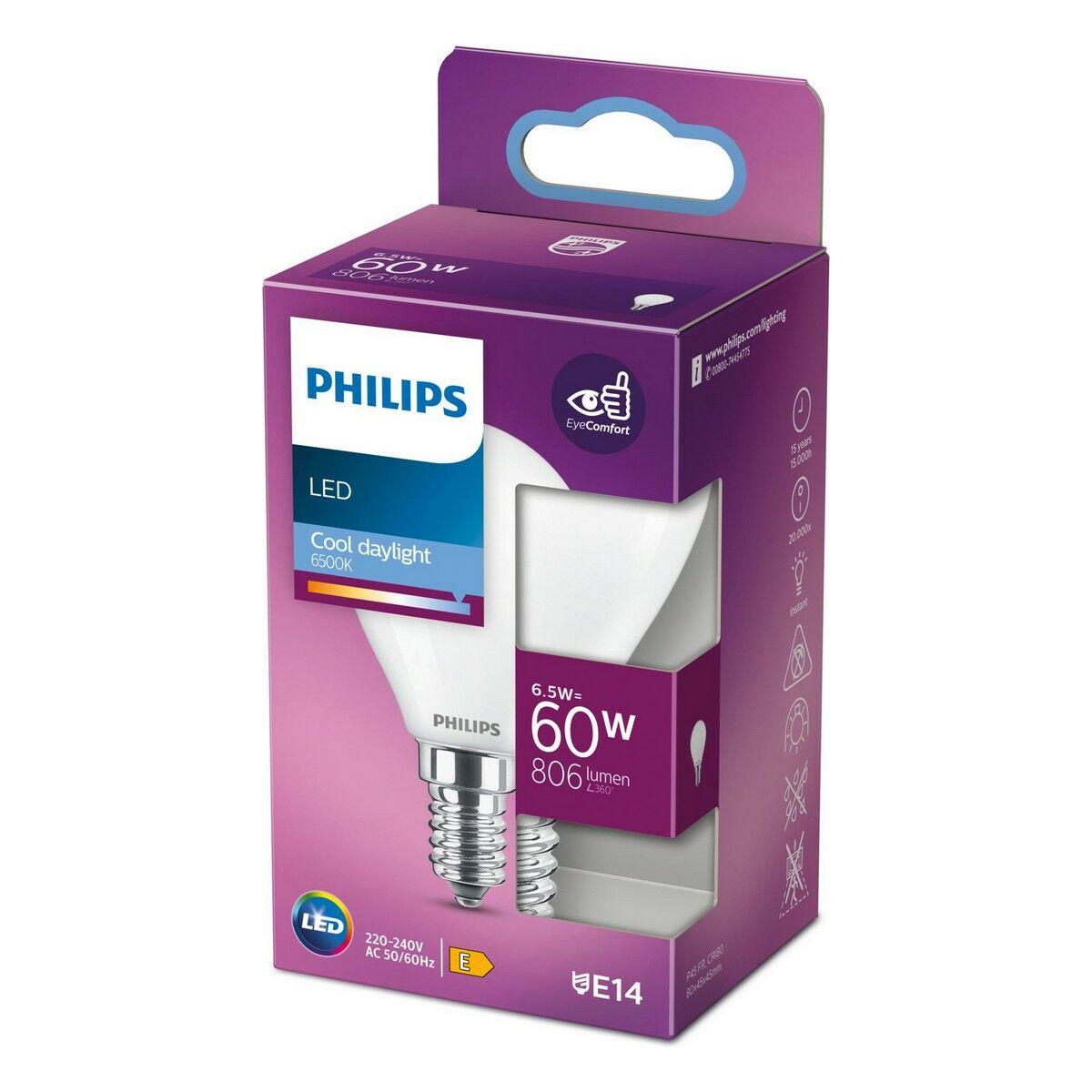 Lampadina LED Philips E14 6,5 W 806 lm (Ø 4,5 x 8 cm) (6500 K)