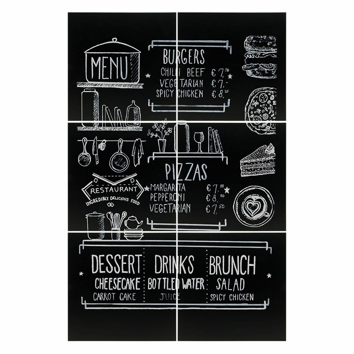 Lavagna Securit Adesivi da parete Set 40 x 40 cm 6 Unità