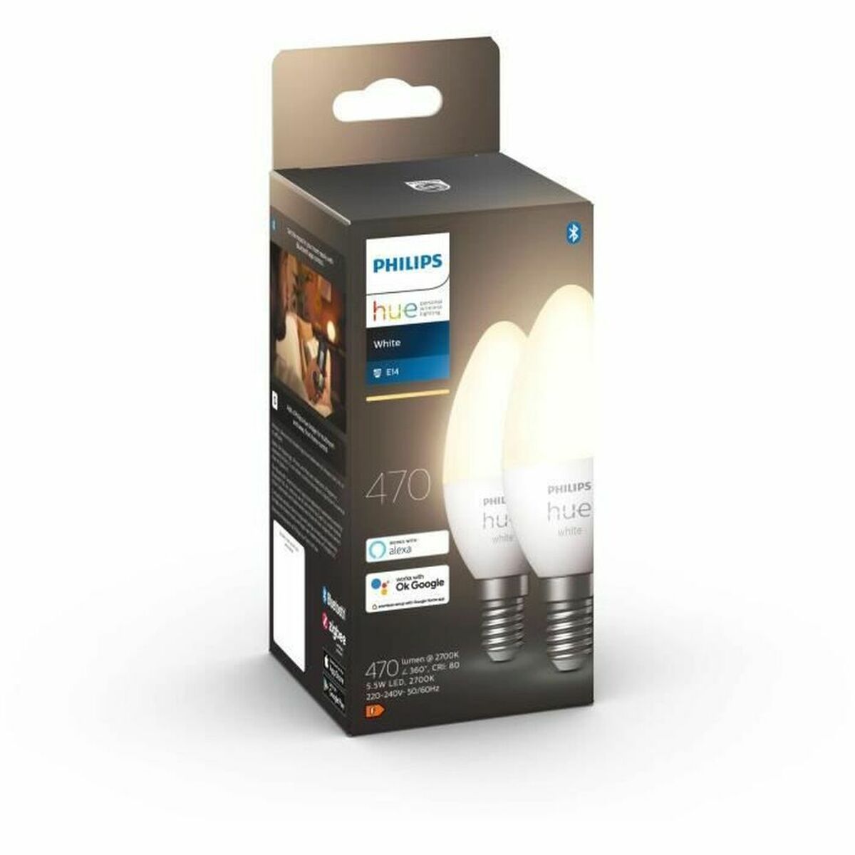 Lampadina LED Philips Pack de 2 E14 Bianco F E14 470 lm