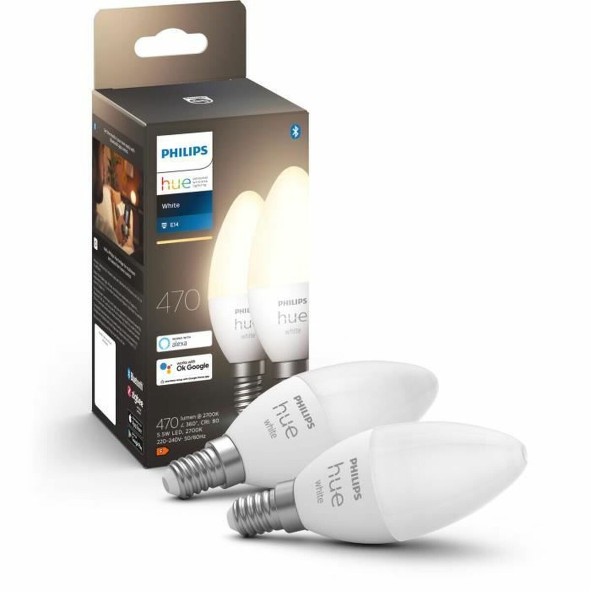 Lampadina LED Philips Pack de 2 E14 Bianco F E14 470 lm