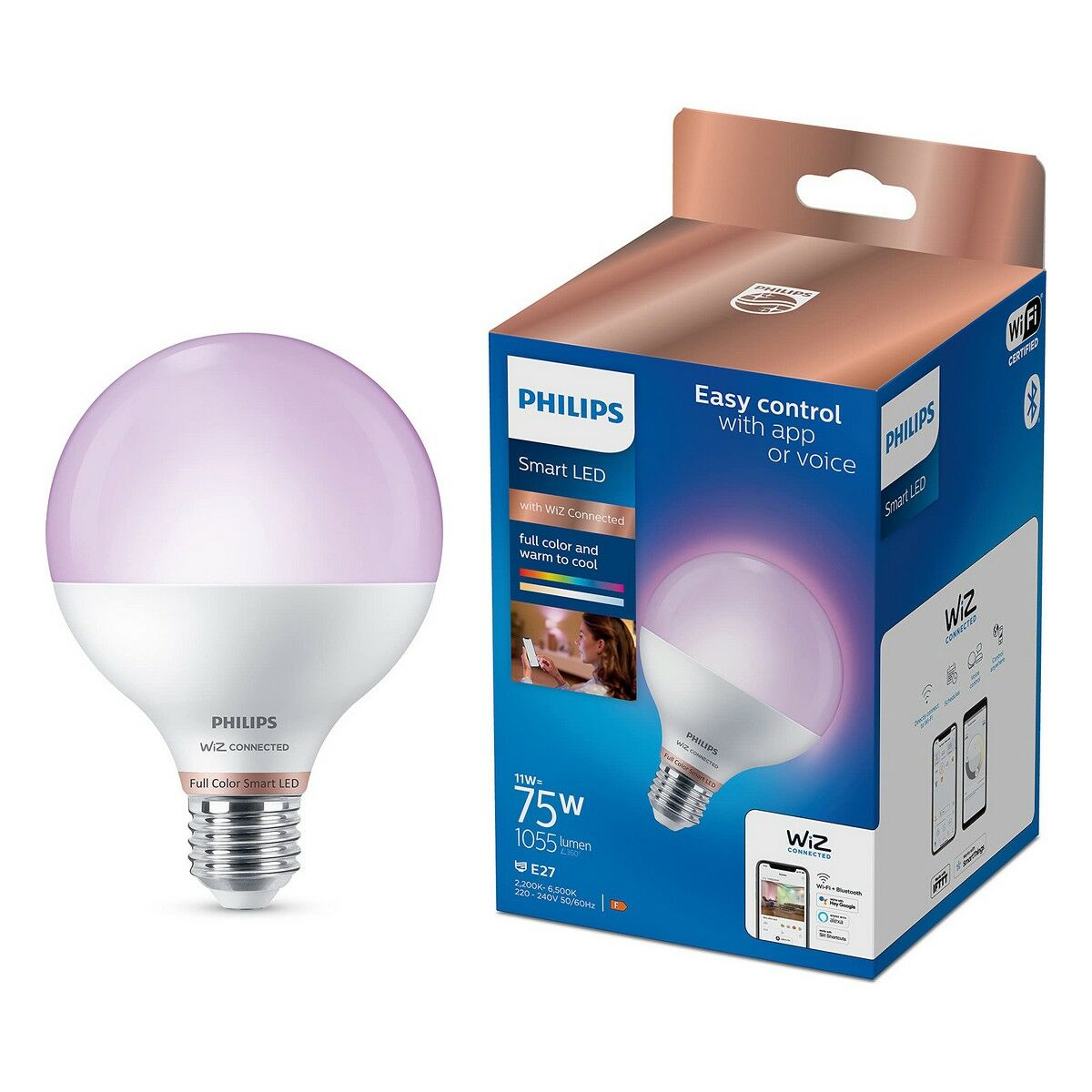 Lampadina LED Philips Wiz G95 Smart E27 11 W 1055 lm
