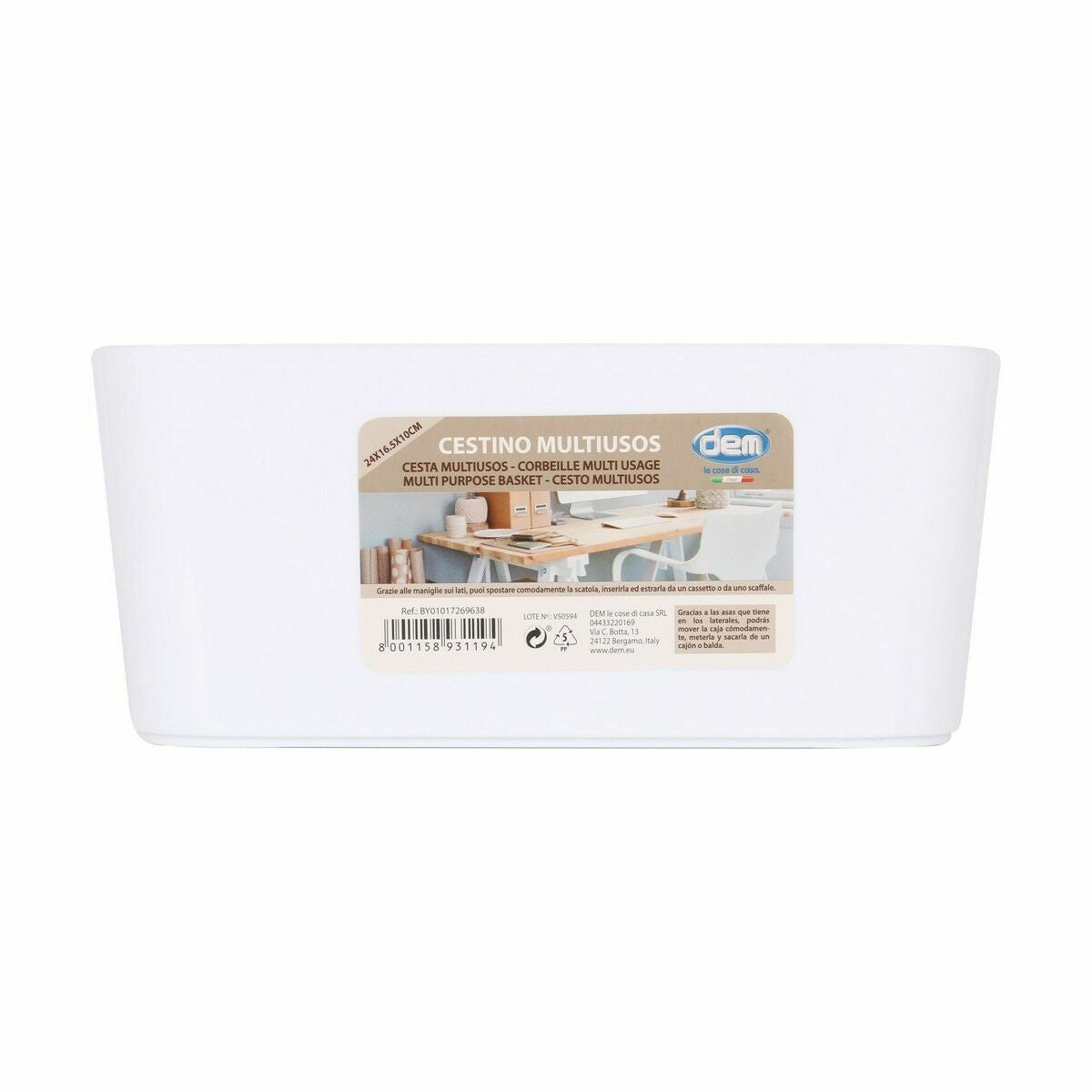 Cestino Multiuso Confortime Bianco 24 x 16,5 x 10 cm (24 Unità)