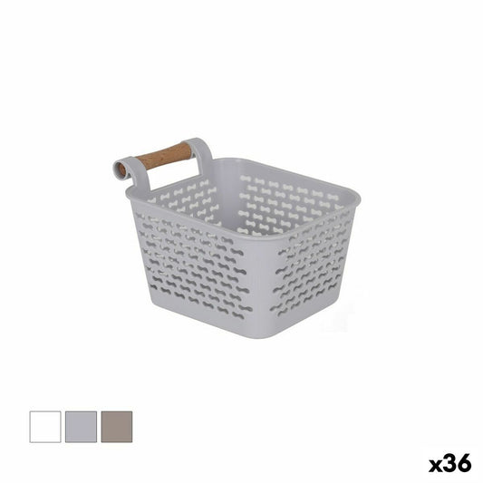 Cestino Multiuso Confortime Plastica Con manici Legno 13 x 11 x 8 cm (36 Unità)