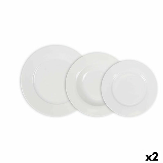 Set di Stoviglie La Mediterránea Aneto Bianco Rotonda 12 Pezzi (2 Unità)