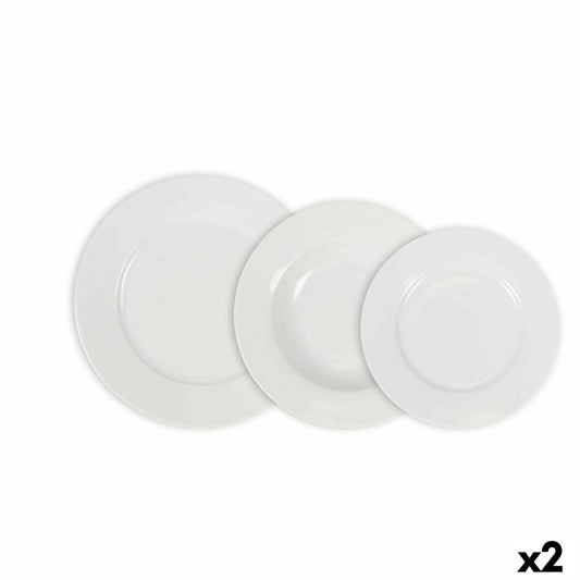 Set di Stoviglie La Mediterránea Aneto Bianco Rotonda 18 Pezzi (2 Unità)