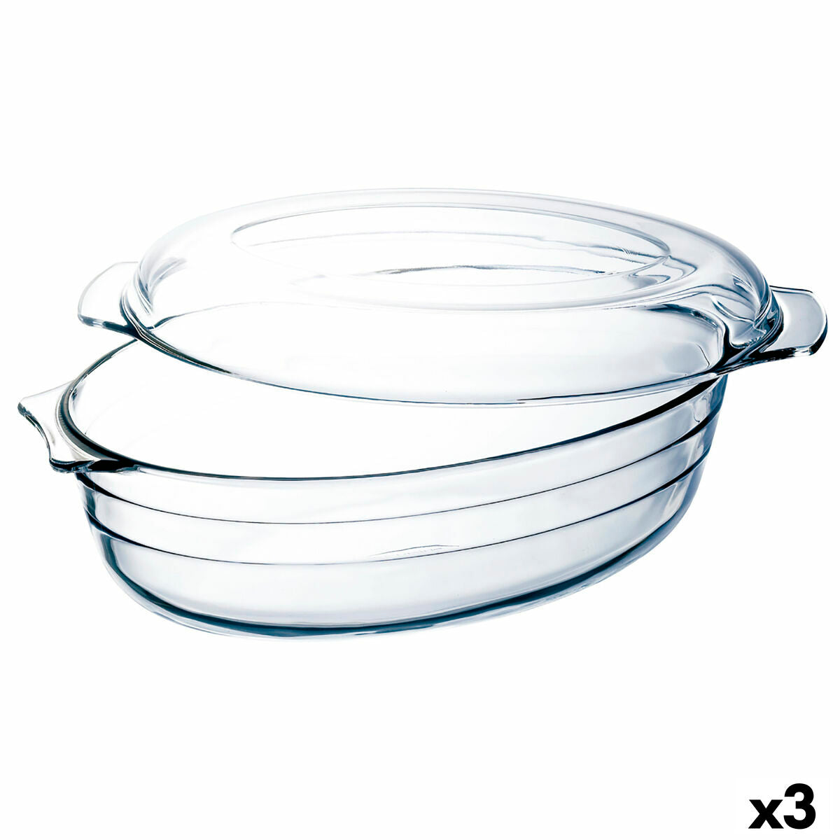 Teglia da Cucina Ô Cuisine Ocuisine Con coperchio 3 L 1,1 L Trasparente Vetro (3 Unità)