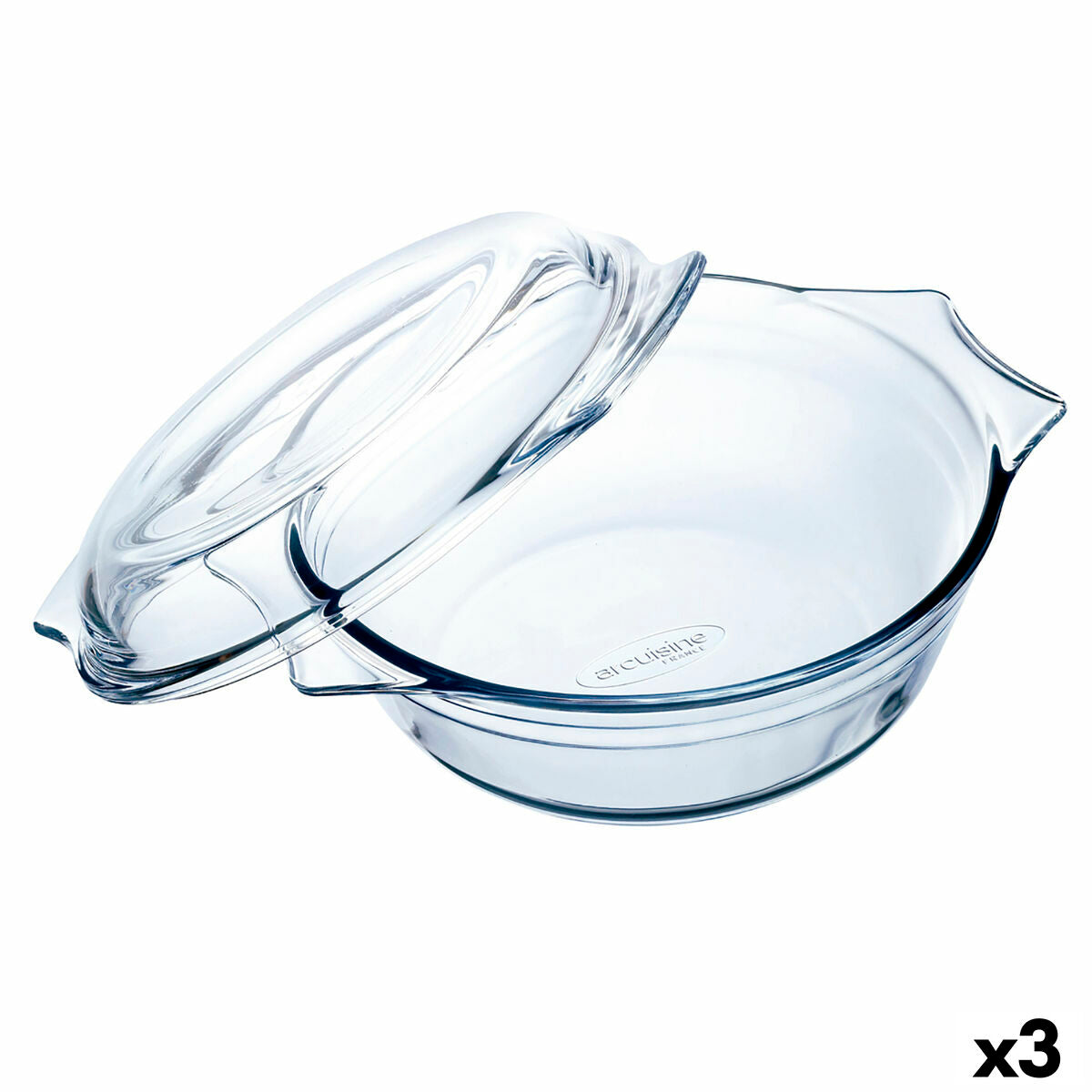 Pirofila da Forno Ô Cuisine   Con coperchio 27 x 24 x 11 cm Trasparente Vetro (3 Unità)