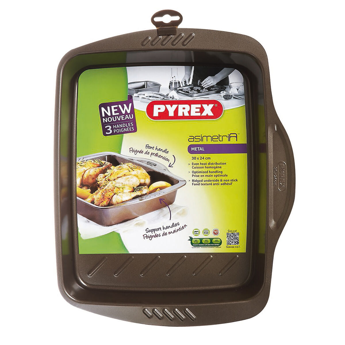 Pirofila da Forno Pyrex Asimetria Rettangolare Metallo 30 x 24 cm 6 Unità