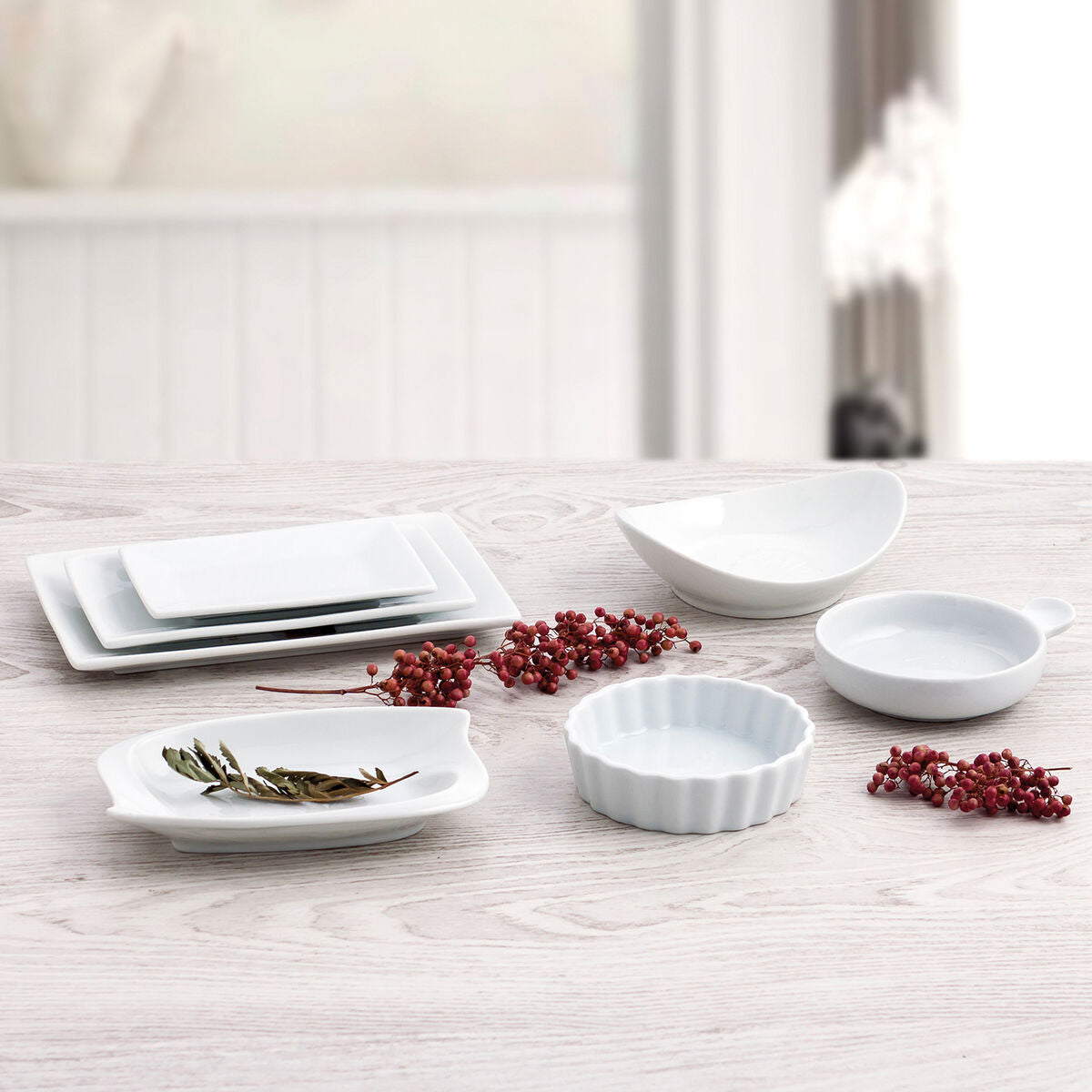 Piatto Piano Quid Gastro Fun Ceramica Bianco (29,5 x 11 x 3 cm) (6 Unità)
