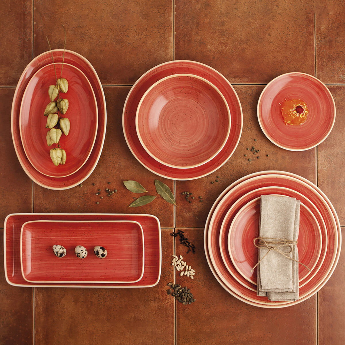 Piatto Piano Ariane Terra Ceramica Rosso (Ø 31 cm) (6 Unità)
