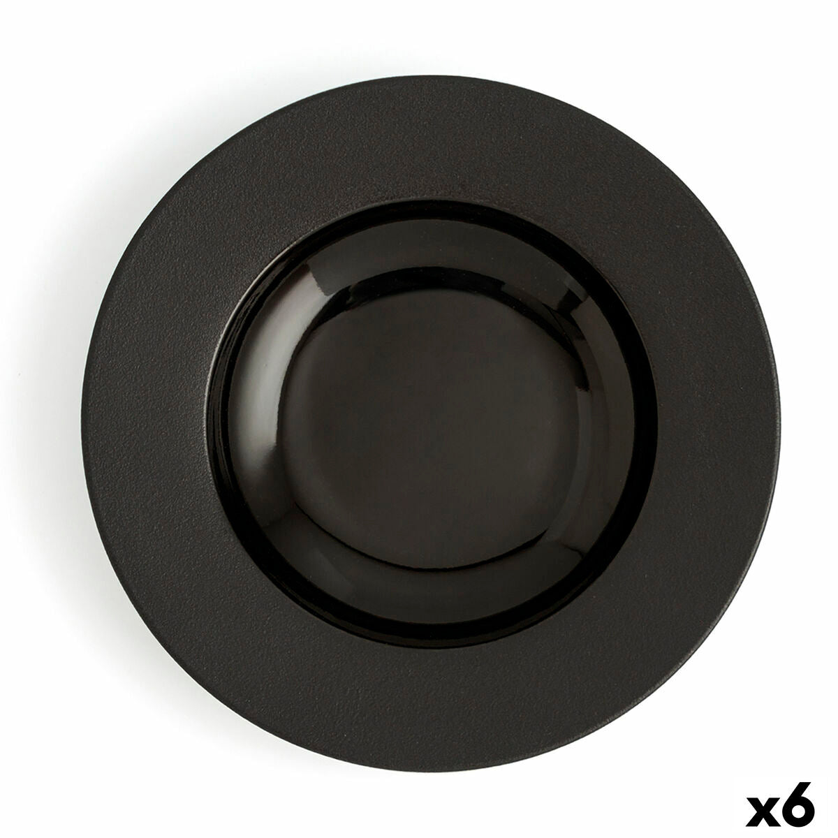 Piatto Fondo Ariane Antracita Ceramica Nero Ø 26 cm (6 Unità)