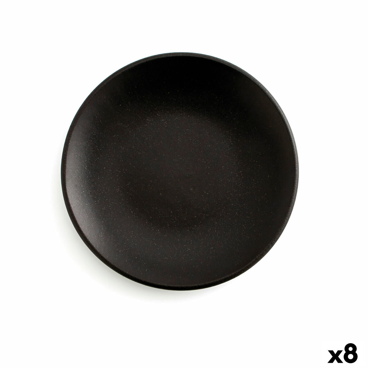 Piatto Piano Anaflor Vulcano Carne Argilla cotta Nero 25 cm (8 Unità)