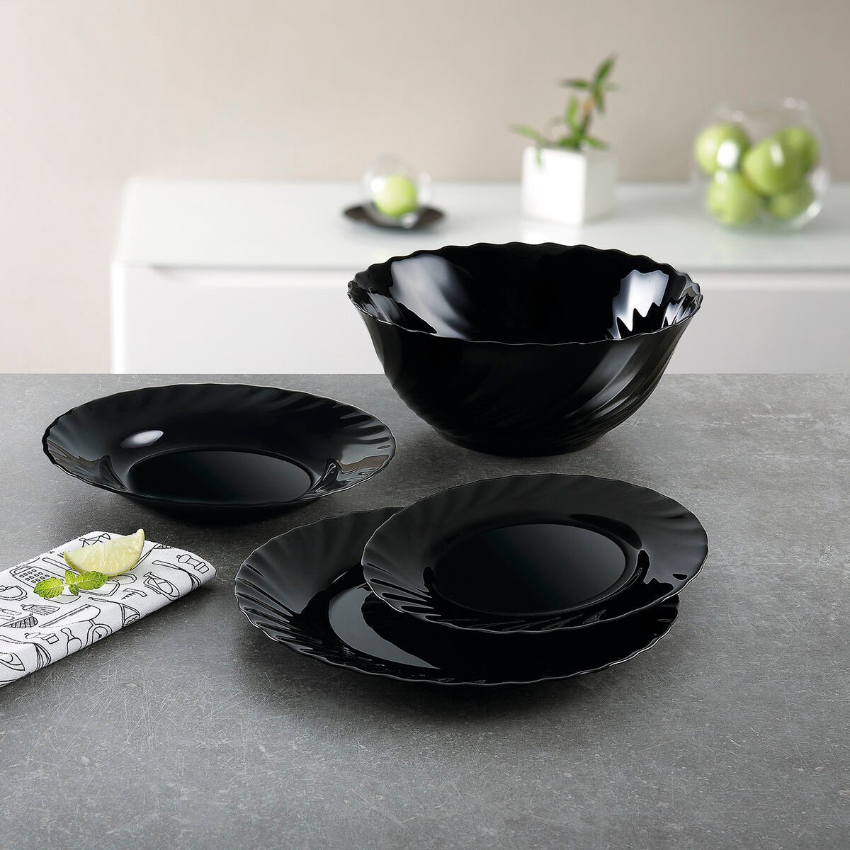 Piatto Fondo Luminarc Trianon Nero Vetro (ø 22,5 cm) (24 Unità)