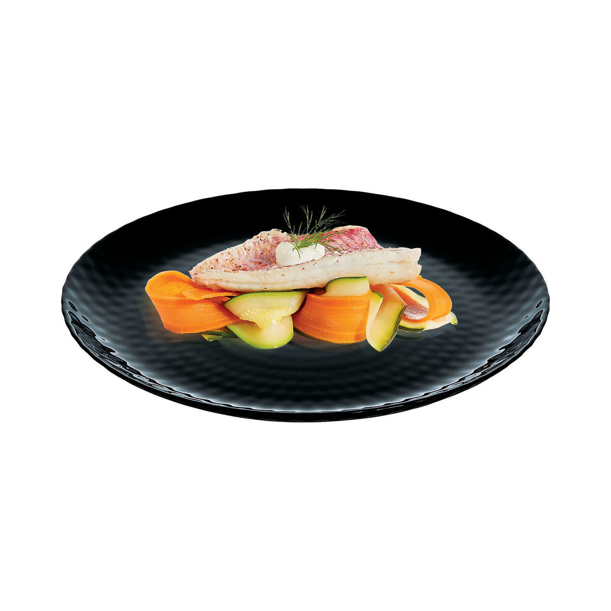Piatto Piano Luminarc Pampille Nero Vetro (25 cm) (24 Unità)