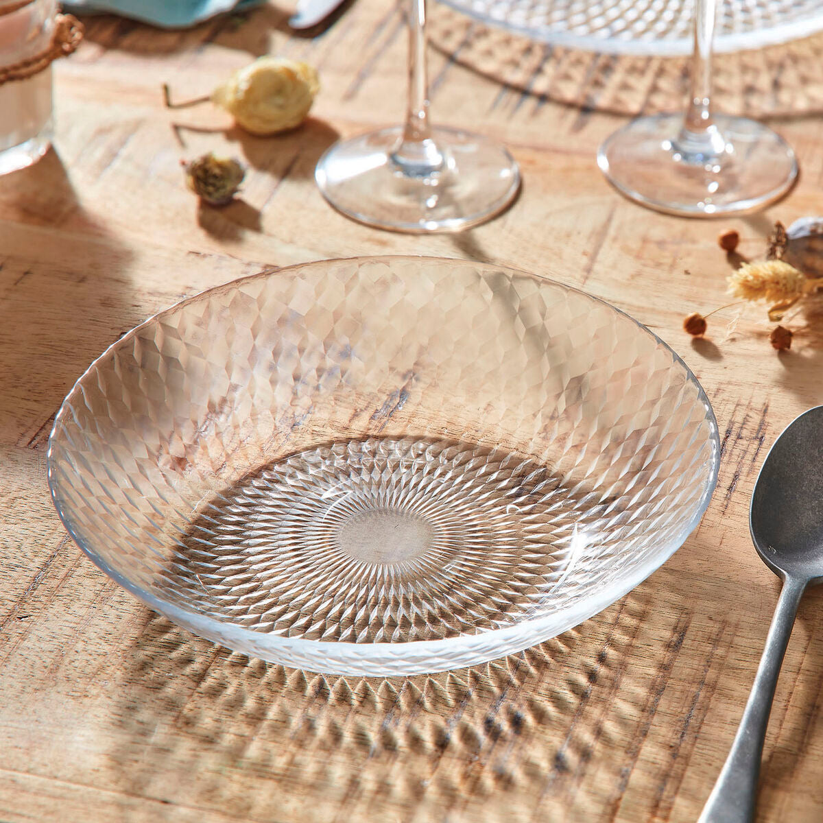 Piatto Fondo Luminarc Pampille Clear Trasparente Vetro (20 cm) (24 Unità)
