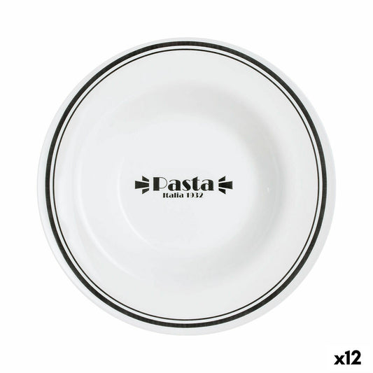 Piatto per Pasta Luminarc Friends Time Bistro Bianco/Nero Vetro 28,5 cm (12 Unità)