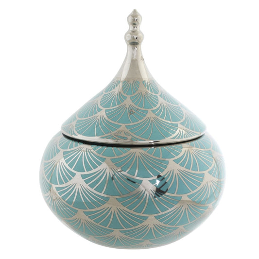 Vaso DKD Home Decor Porcellana Turchese Orientale (18 x 18 x 22 cm)