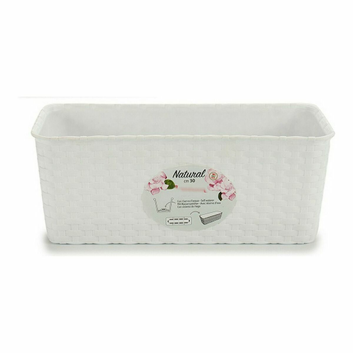 Vaso rettangolare da Balcone Bianco Plastica (13 x 11 x 28,5 cm) (12 Unità)