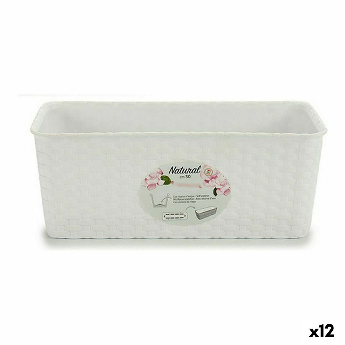 Vaso rettangolare da Balcone Bianco Plastica (13 x 11 x 28,5 cm) (12 Unità)