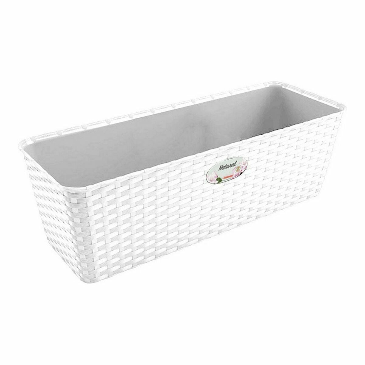 Vaso rettangolare da Balcone Bianco Plastica (13 x 11 x 28,5 cm) (12 Unità)