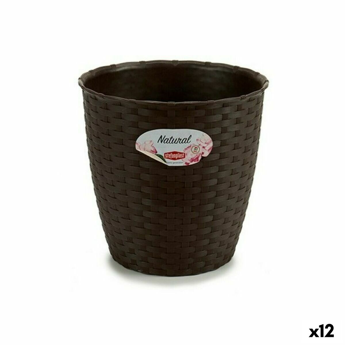Vaso Plastica Cioccolato (19 x 17,5 x 19 cm) (12 Unità)