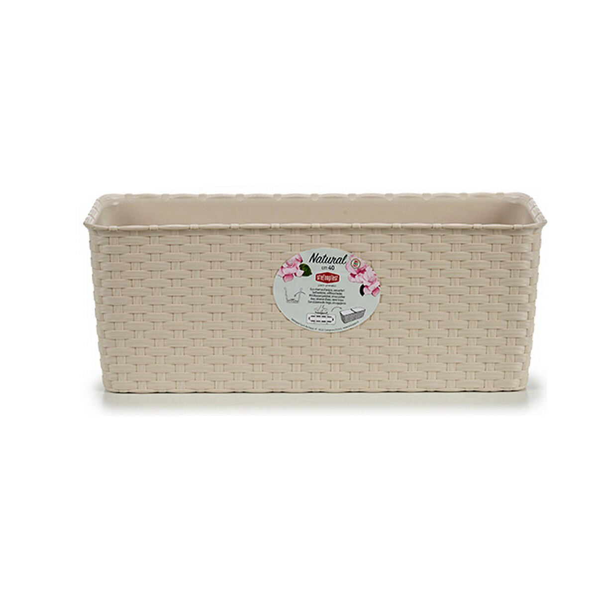 Vaso rettangolare da Balcone Beige Plastica (15,5 x 13,5 x 38,5 cm) (12 Unità)