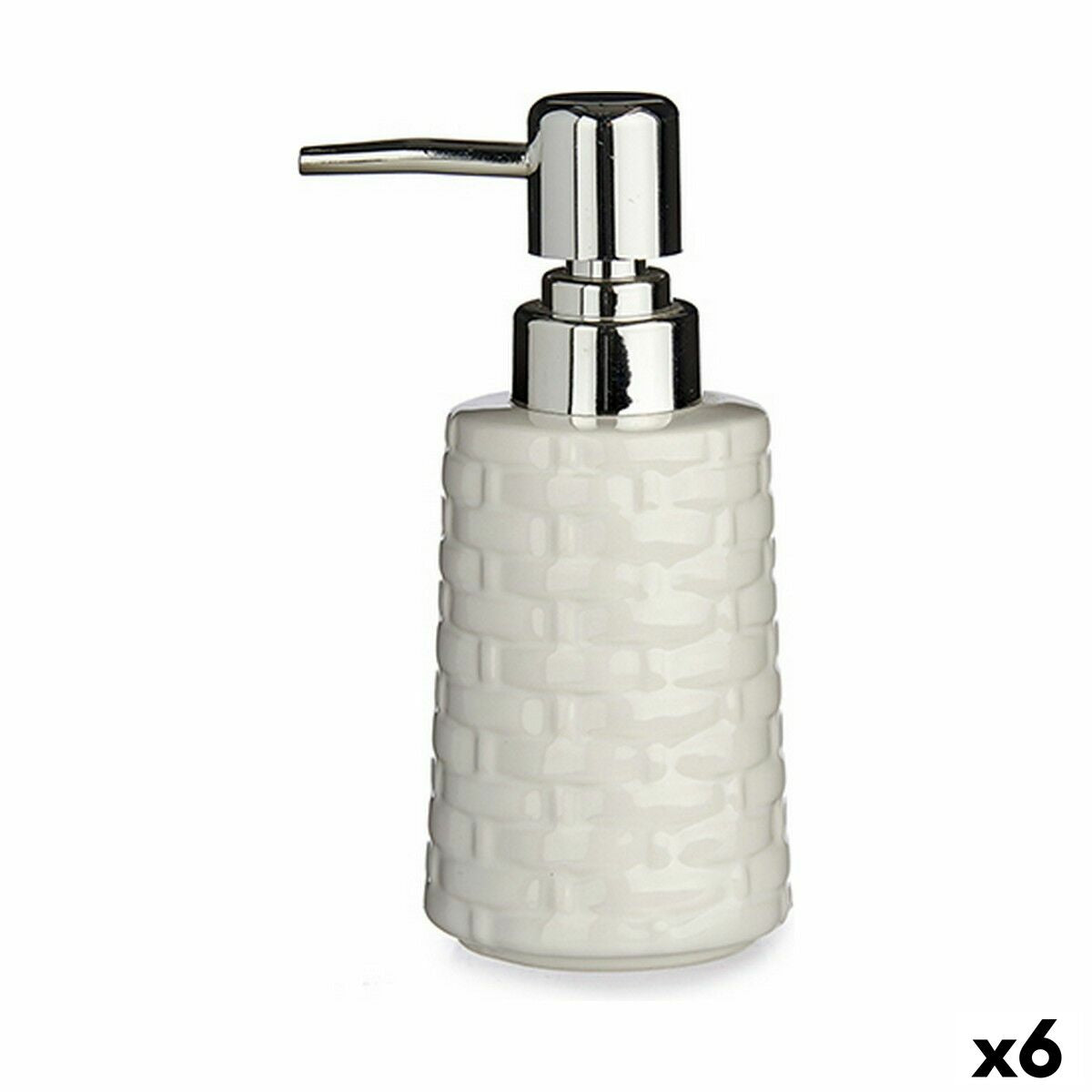 Dispenser di Sapone Ceramica Argentato Bianco 6 Unità (150 ml)