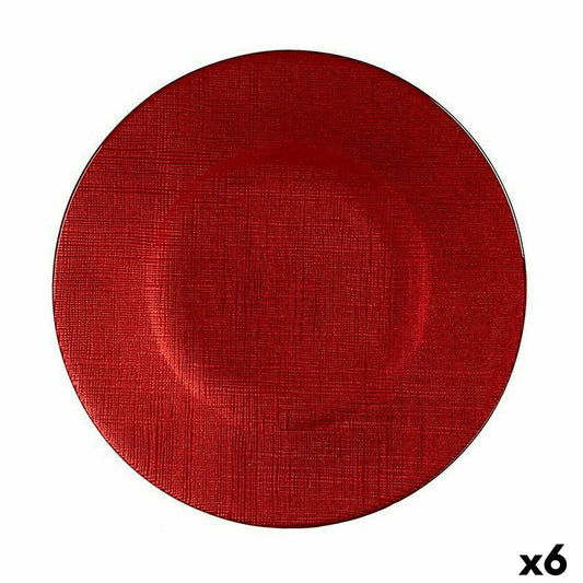 Piatto Piano Rosso Vetro 6 Unità (21 x 2 x 21 cm)