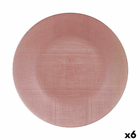 Piatto Piano Rosa Vetro (32,5 x 2 x 32,5 cm) (6 Unità)